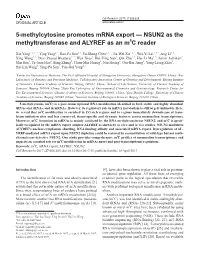 NSUN2 As the Methyltransferase and ALYREF As an M5c Reader