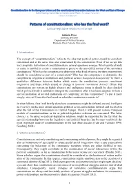 Patterns of Constitutionalism: Who Has the Final Word? Judicial-Legislative Relations in Europe