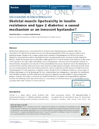 Skeletal Muscle Lipotoxicity in Insulin Resistance and Type 2 Diabetes: a Causal Mechanism Or an Innocent Bystander?