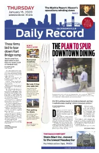 THURSDAY Operations Winding Down January 16, 2020 PAGE 3 Jaxdailyrecord.Com • 35 Cents