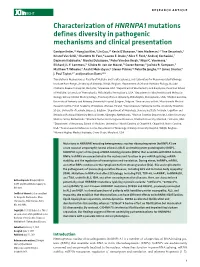 Characterization of HNRNPA1 Mutations Defines Diversity in Pathogenic Mechanisms and Clinical Presentation