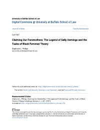 Claiming Our Foremothers: the Legend of Sally Hemings and the Tasks of Black Feminist Theory