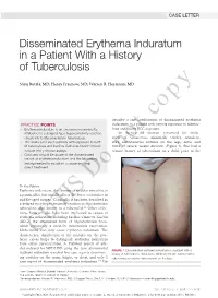 Disseminated Erythema Induratum in a Patient with a History of Tuberculosis