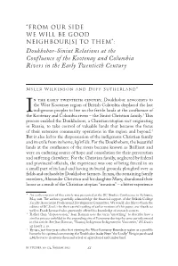 Doukhobor-Sinixt Relations at the Confluence of the Kootenay and Columbia Rivers in the Early Twentieth Century