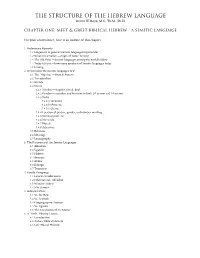 THE STRUCTURE of the HEBREW LANGUAGE Steven W