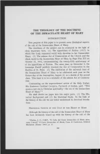 The Theology of the Doctrine of the Immaculate Heart of Mary