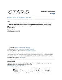 Artificial Neuron Using Mos2/Graphene Threshold Switching Memristor