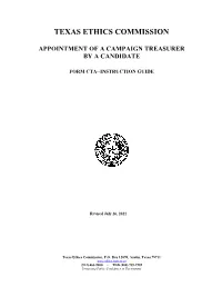 Form CTA (Appointment of a Campaign Treasurer by A