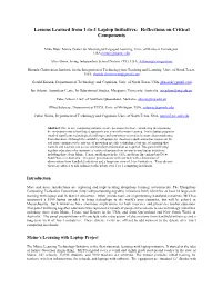Lessons Learned from 1-To-1 Laptop Initiatives: Reflections on Critical Components