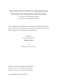 Open Source Basierte Virtuelle Forschungsumgebungen Für Projekte in Der Ökologischen Langzeitforschung