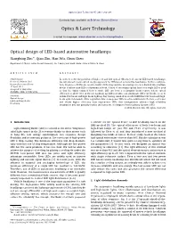 Optical Design of LED-Based Automotive Headlamps