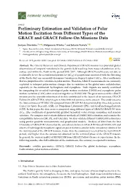 Preliminary Estimation and Validation of Polar Motion Excitation from Diﬀerent Types of the GRACE and GRACE Follow-On Missions Data