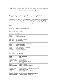 Study 5001 - Cornish Parish Records: West Penwith and Kerrier, 1580-2002