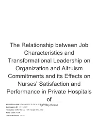 The Relationship Between Job Characteristics And