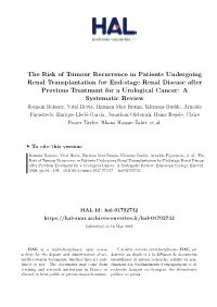 The Risk of Tumour Recurrence in Patients Undergoing Renal