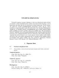 VITAMIN K SUBSTANCES 1. Exposure Data