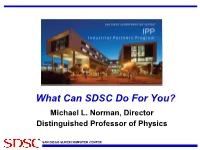 What Can SDSC Do for You? Michael L