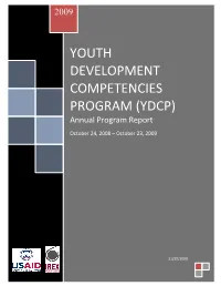 YOUTH DEVELOPMENT COMPETENCIES PROGRAM (YDCP) Annual Program Report