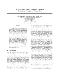 A Generalized Linear Model for Principal Component Analysis of Binary Data