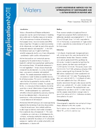 A Rapid Multi-Residue Method for the Determination of Sulfonamide And