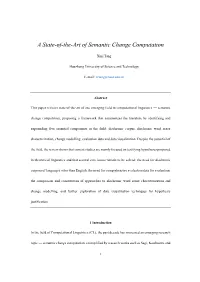 A State-Of-The-Art of Semantic Change Computation