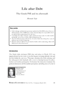 Life After Debt the Greek PSI and Its Aftermath