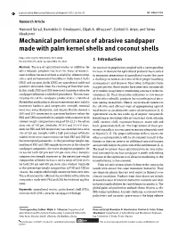 Mechanical Performance of Abrasive Sandpaper Made with Palm Kernel