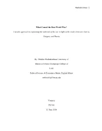 Muthukrishnan 1 What Caused the First World War? a Dyadic Approach