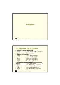 Real Options the Big Picture: Part II