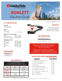 ROWLETT City-Area Guide