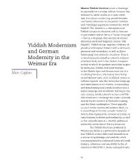 Yiddish Modernism and German Modernity in the Weimar