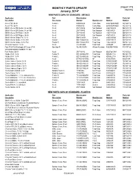 MONTHLY PARTS UPDATE January, 2014*