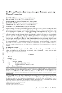 On-Device Machine Learning: an Algorithms and Learning Theory Perspective