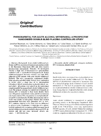 Phenobarbital for Acute Alcohol Withdrawal: a Prospective Randomized Double-Blind Placebo-Controlled Study