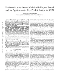 Preferential Attachment Model with Degree Bound and Its Application to Key Predistribution in WSN