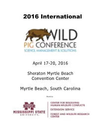 2016 International Wild Pig Symposium Agenda/Program