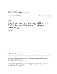 A Brief for Relational Evolutionary Thinking in Anthropology Emily Schultz St