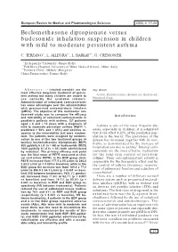 Beclomethasone Dipropionate Versus Budesonide Inhalation Suspension in Children with Mild to Moderate Persistent Asthma