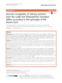 Immune Recognition of Salivary Proteins from the Cattle Tick