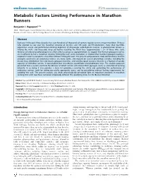 Metabolic Factors Limiting Performance in Marathon Runners