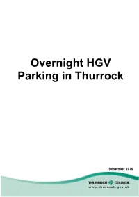 Overnight HGV Parking in Thurrock, November 2010