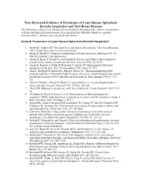 Peer-Reviewed Evidence of Persistence of Lyme Disease