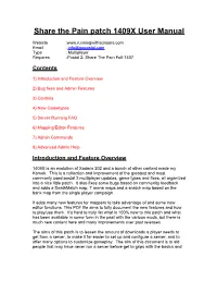 Share the Pain Patch 1409X User Manual