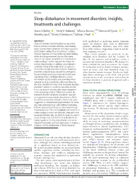 Sleep Disturbance in Movement Disorders