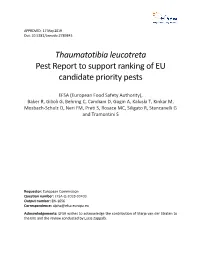 Thaumatotibia Leucotreta Pest Report to Support Ranking of EU Candidate Priority Pests