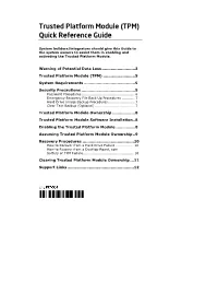 Trusted Platform Module (TPM) Quick Reference Guide
