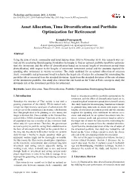 Asset Allocation, Time Diversification and Portfolio Optimization for Retirement