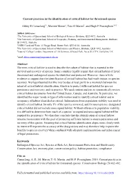 Current Practices in the Identification of Critical Habitat for Threatened Species