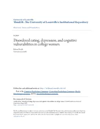 Disordered Eating, Depression, and Cognitive Vulnerabilities in College Women