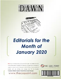Editorials for the Month of January 2020